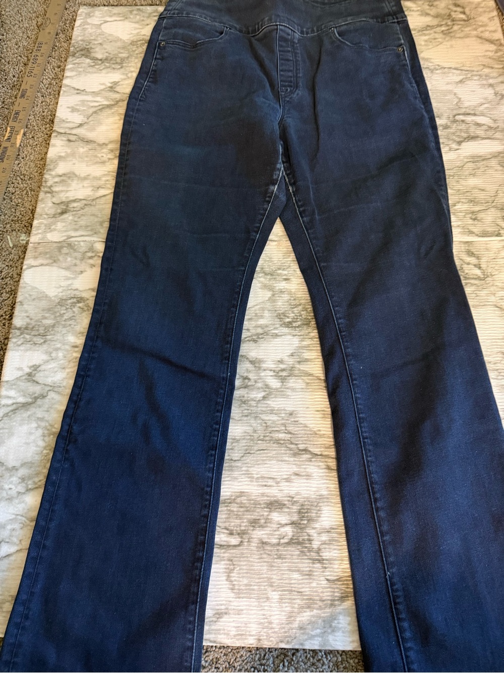 Spanx women’s signature waist slim boot blue jeans size 32 12-14 large